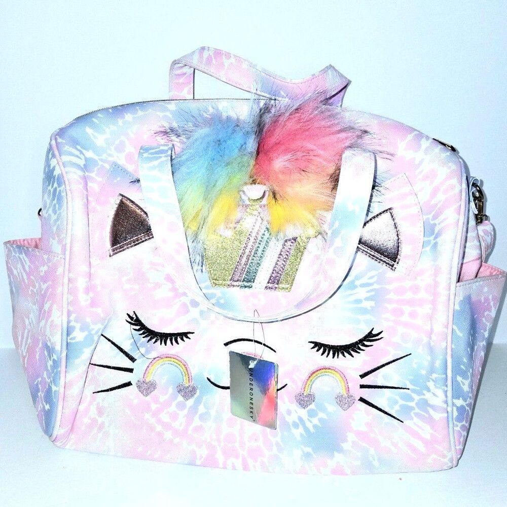 UNDERONESKY Weekend Over Night Bag Rainbow Cat Unicorn Crossbody NEW NWT UNIQUE